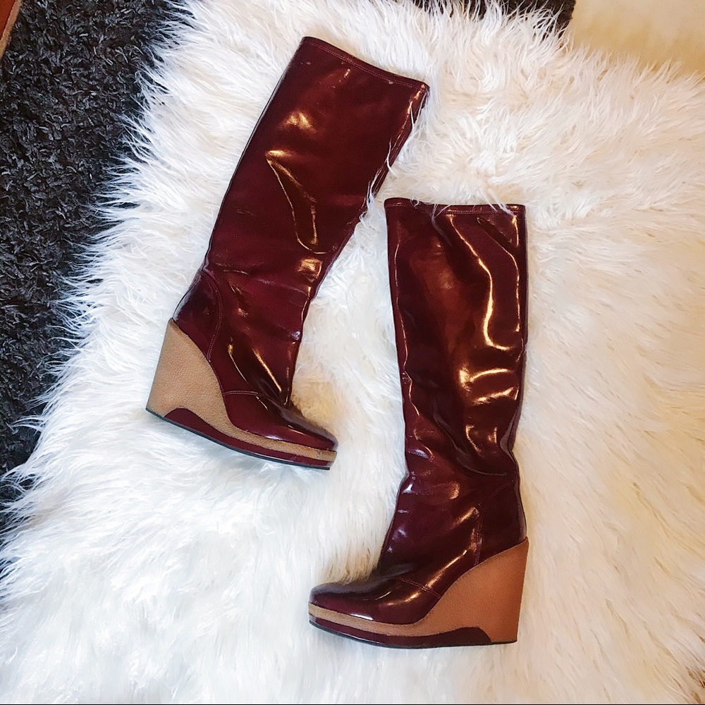 MARC BY MARC JACOBS | Tall Red Wedge Boots Shiny